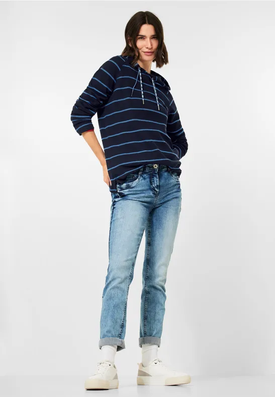 Gestreept shirt met capuchon deep blue