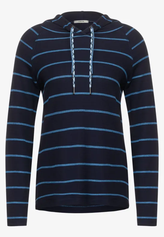 Gestreept shirt met capuchon deep blue