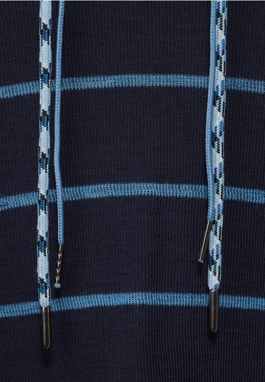 Gestreept shirt met capuchon deep blue