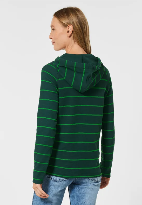 Gestreept shirt met capuchon ponderosa pine green
