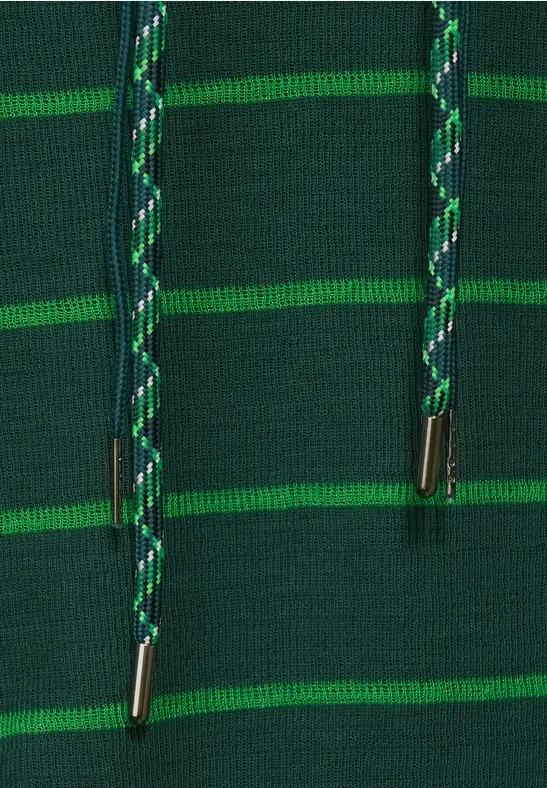 Gestreept shirt met capuchon ponderosa pine green