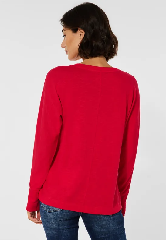 Langarmshirt in Unifarbe hot red