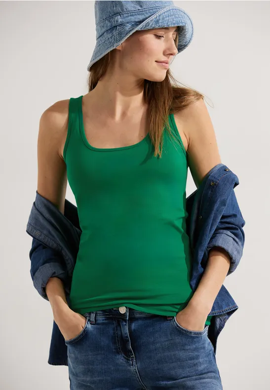 Lange top in effen kleur easy green