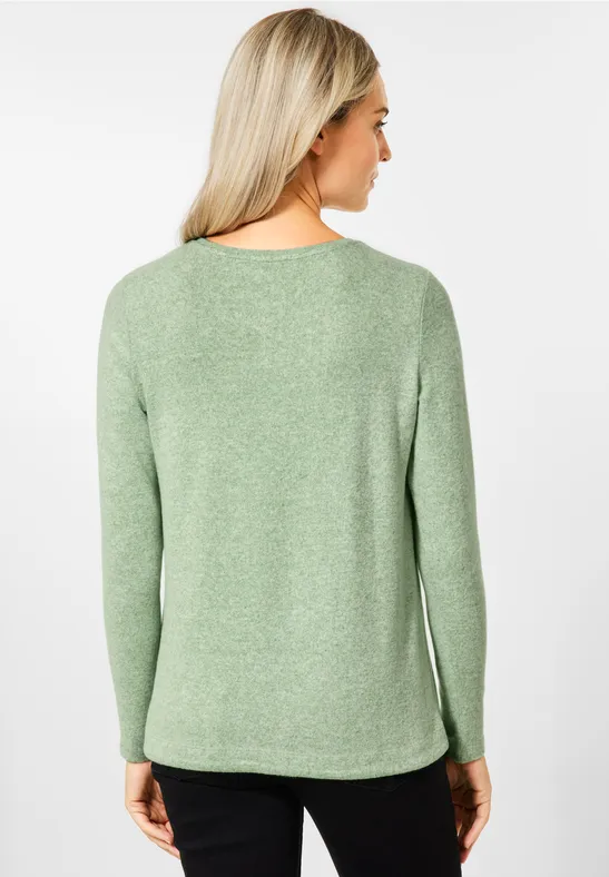 Cosy shirt in gemengde look salvia green melange