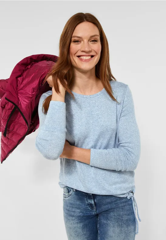 Cosy shirt in gemengde look tender blue melange