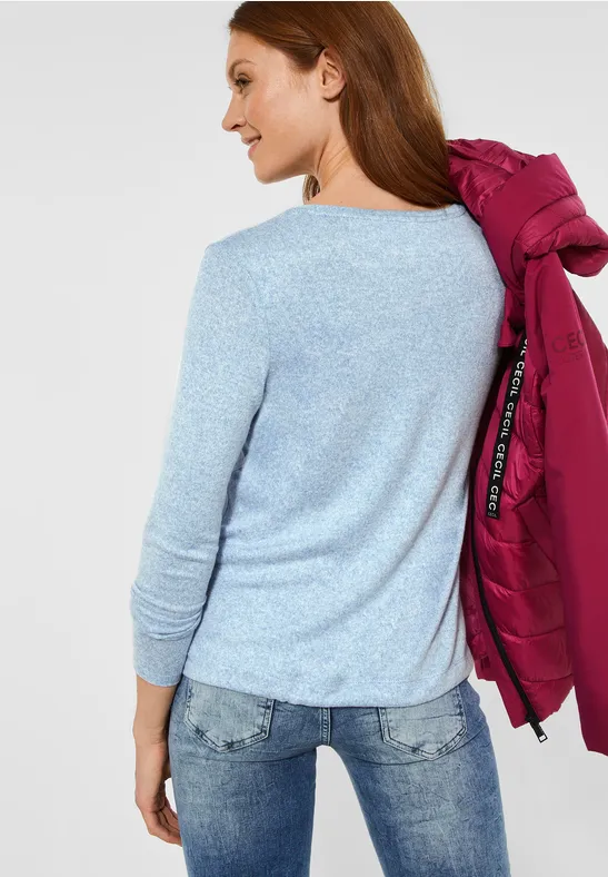 Cosy shirt in gemengde look tender blue melange