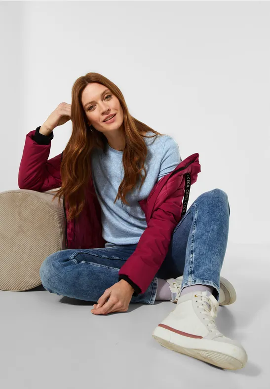 Cosy shirt in gemengde look tender blue melange