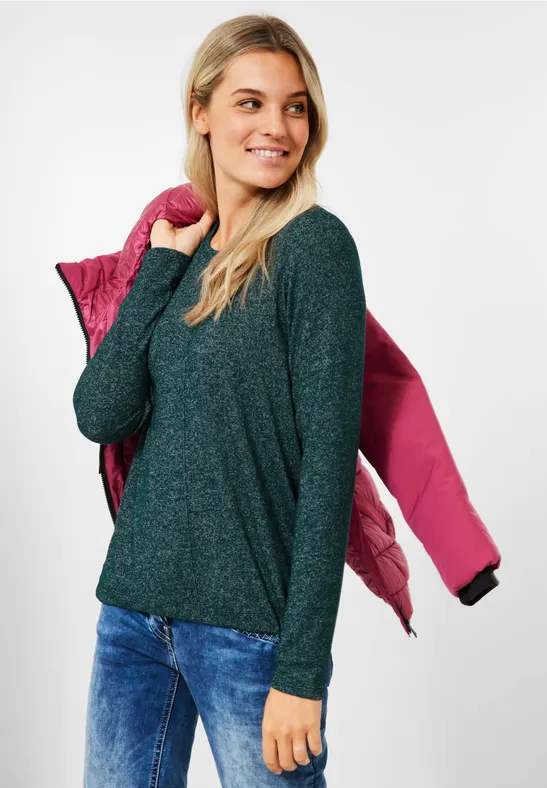 Cosy shirt in gemengde look ponderosa pine green melange