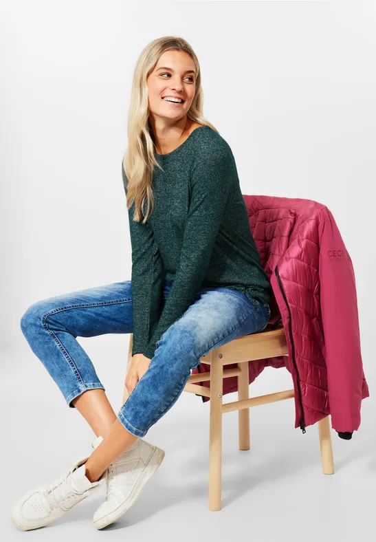 Cosy shirt in gemengde look ponderosa pine green melange