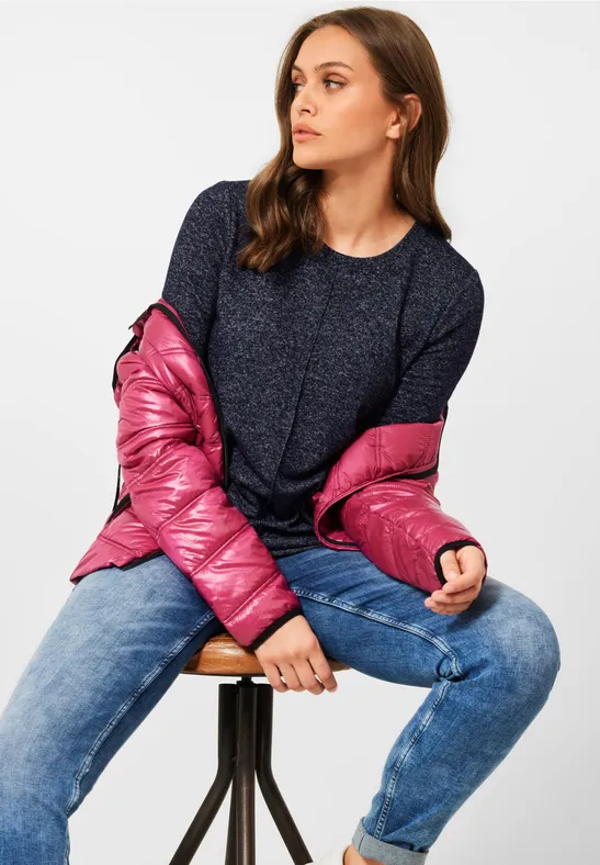 Cosy shirt in gemengde look night sky blue melange