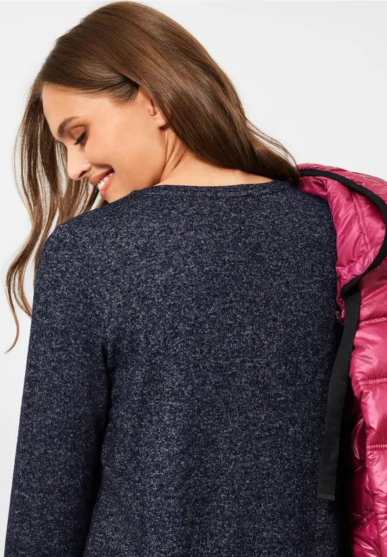 Cosy shirt in gemengde look night sky blue melange