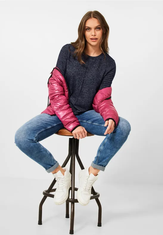 Cosy shirt in gemengde look night sky blue melange
