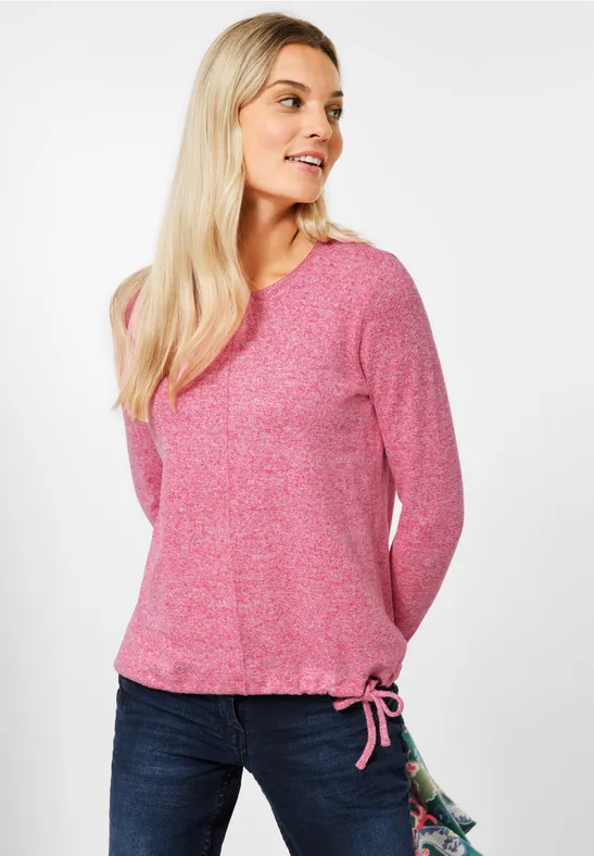 Cosy shirt in gemengde look dynamic pink melange