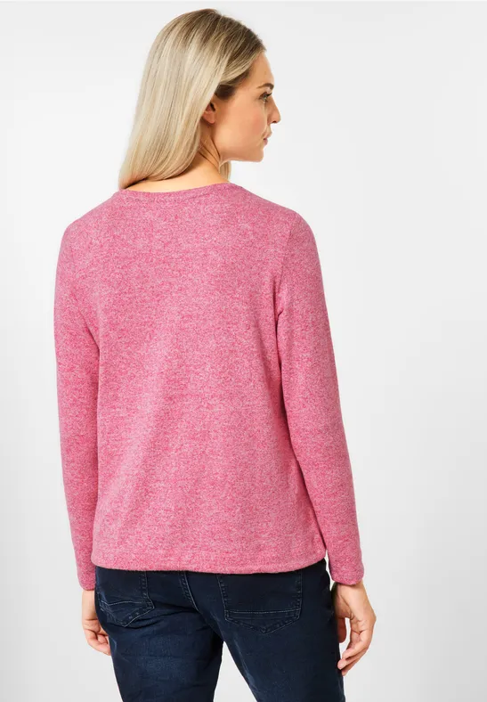 Cosy shirt in gemengde look dynamic pink melange