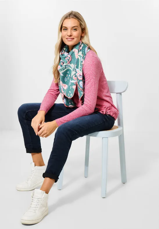 Cosy shirt in gemengde look dynamic pink melange