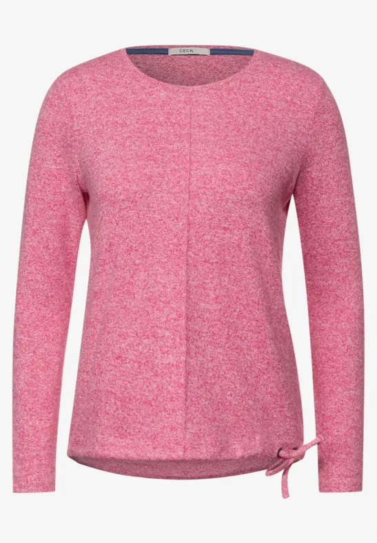Cosy shirt in gemengde look dynamic pink melange