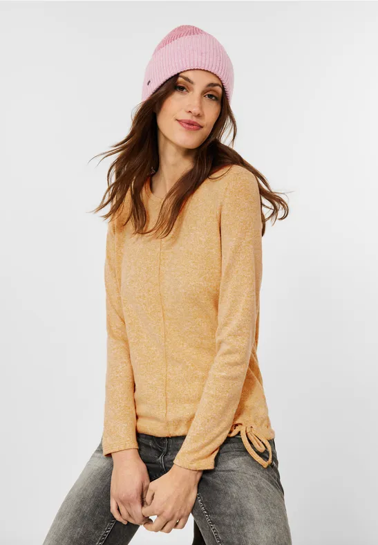 Cosy shirt in gemengde look curry yellow melange