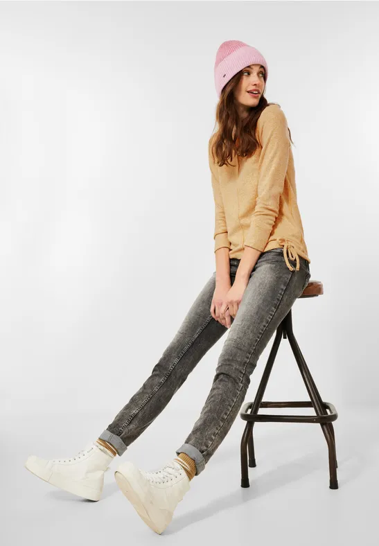 Cosy shirt in gemengde look curry yellow melange