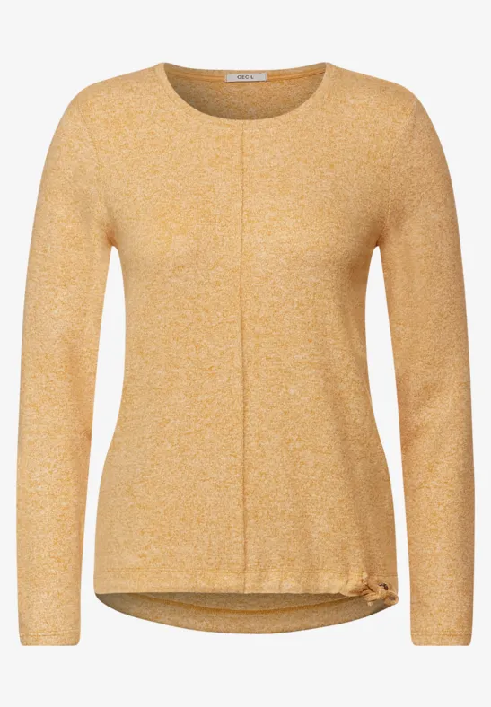 Cosy shirt in gemengde look curry yellow melange