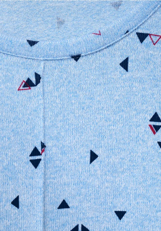Cosy shirt met allover print tranquil blue melange