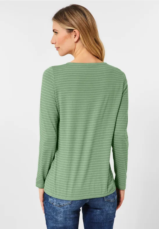 Shirt met gestreept patroon salvia green melange