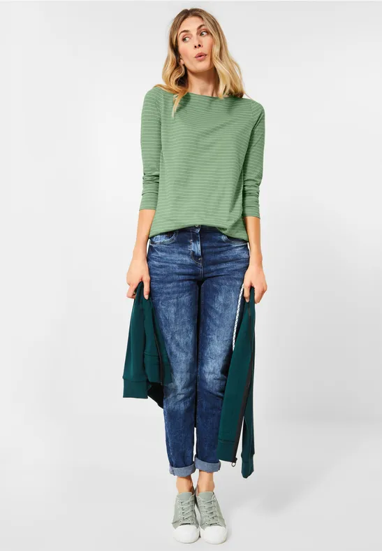 Shirt met gestreept patroon salvia green melange