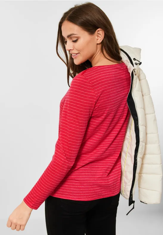 Shirt met gestreept patroon strong red melange
