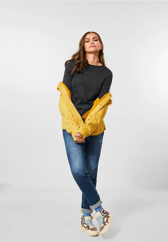 Shirt met gestreept patroon black melange