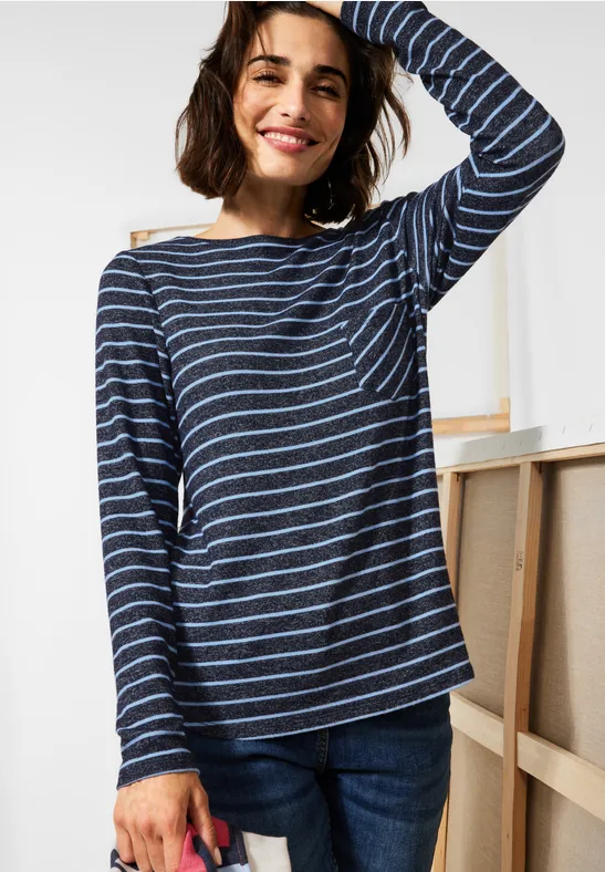 Cosy Shirt mit Brusttasche night sky blue melange