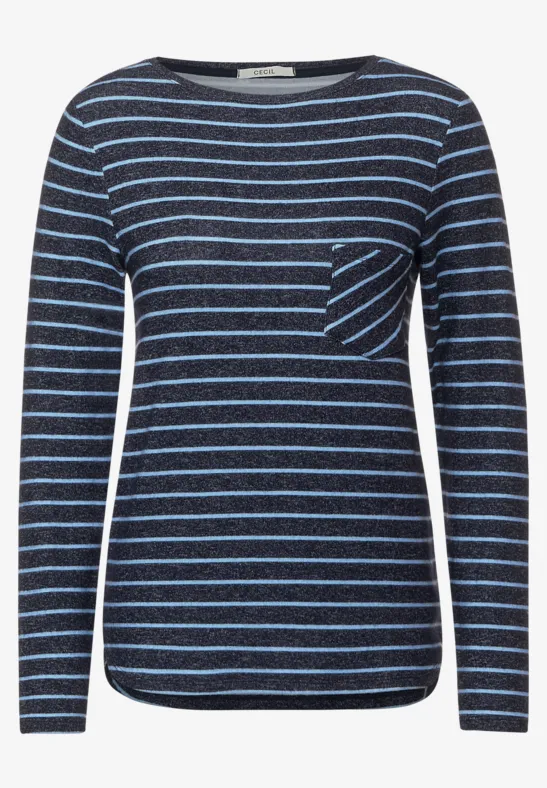 Cosy Shirt mit Brusttasche night sky blue melange