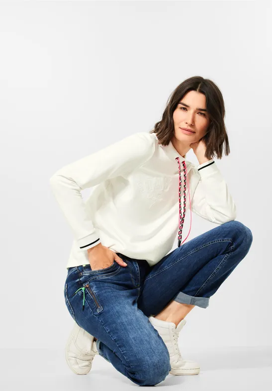 Shirt mit Tunnelzugband vanilla white