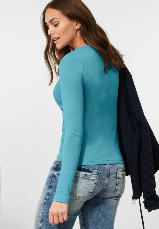 T-shirt basique à manches longues aquatic blue