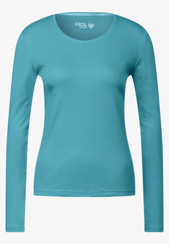 T-shirt basique à manches longues aquatic blue