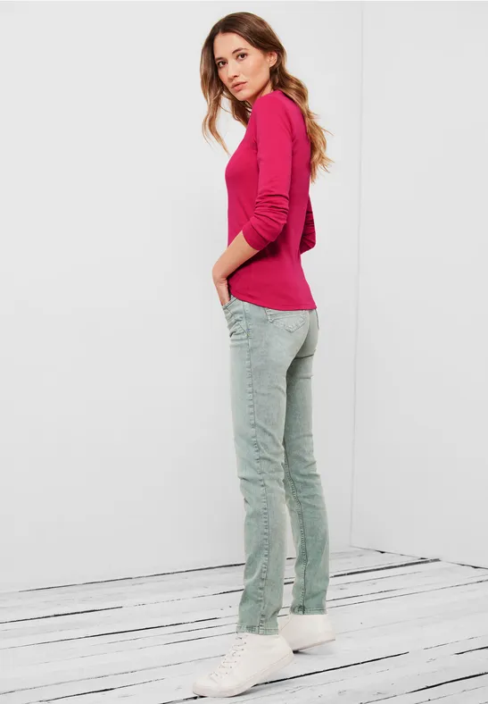 Basic Langarmshirt fresh pink