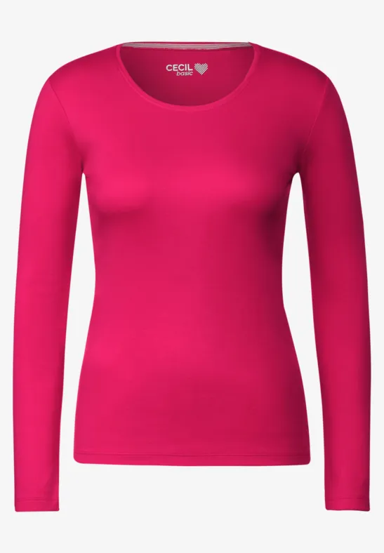Basic Langarmshirt fresh pink