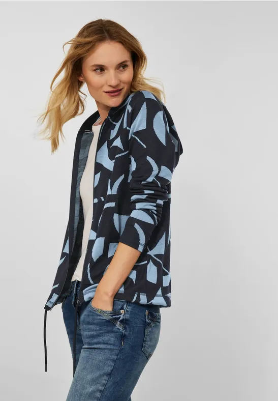 Shirtjacke in Jacquard deep blue