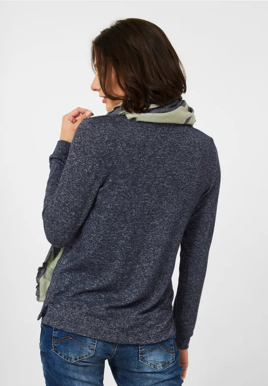 Shirt met lange mouwen in effen kleur night sky blue melange