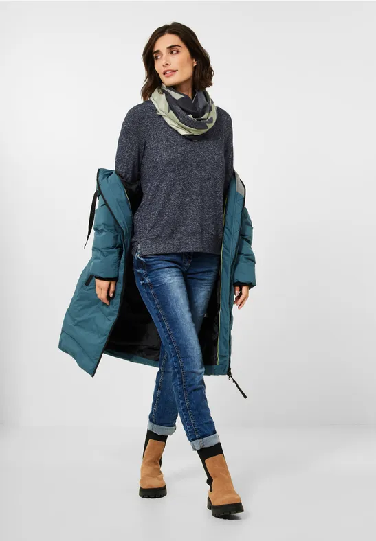 Shirt met lange mouwen in effen kleur night sky blue melange