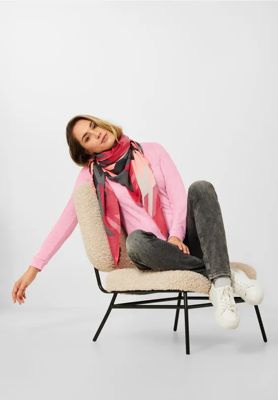 Shirt met lange mouwen in effen kleur frosted rose melange