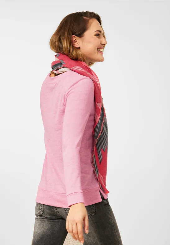 Shirt met lange mouwen in effen kleur frosted rose melange