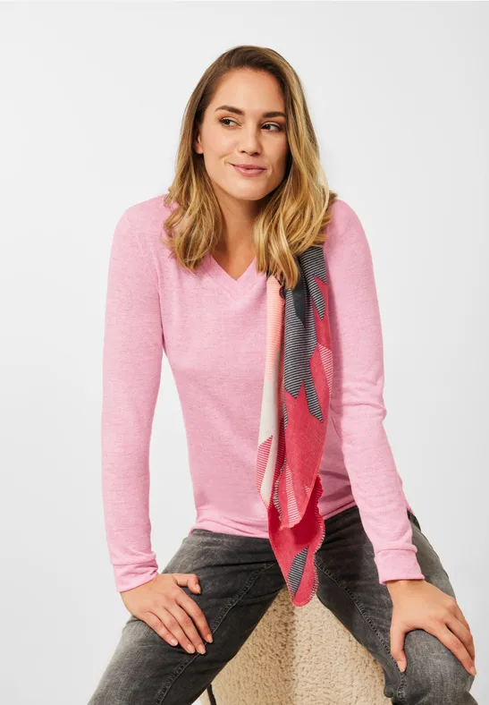 Shirt met lange mouwen in effen kleur frosted rose melange