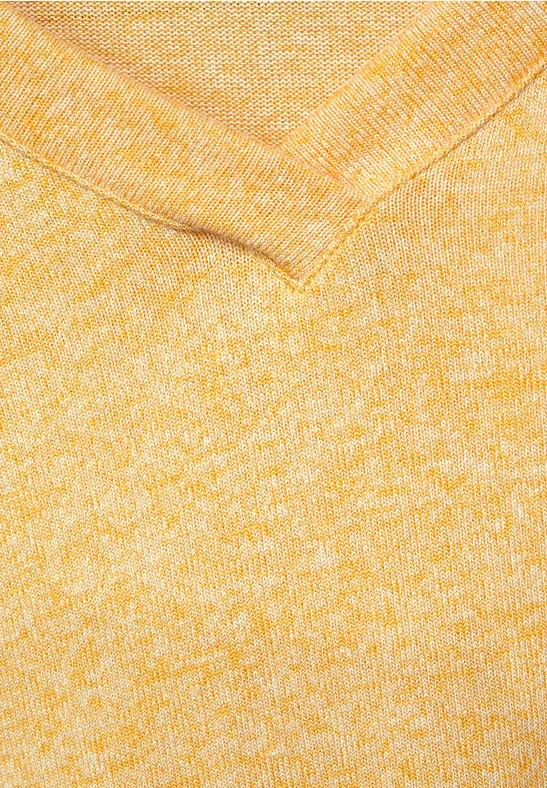 Langarmshirt in Unifarbe curry yellow melange