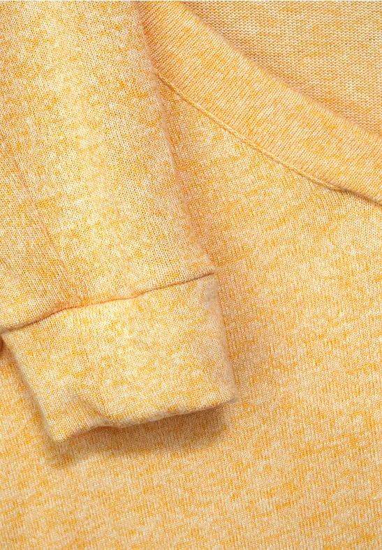 Langarmshirt in Unifarbe curry yellow melange
