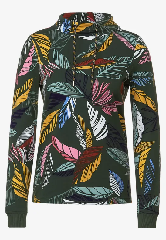 Shirt met bladprint deep pine green