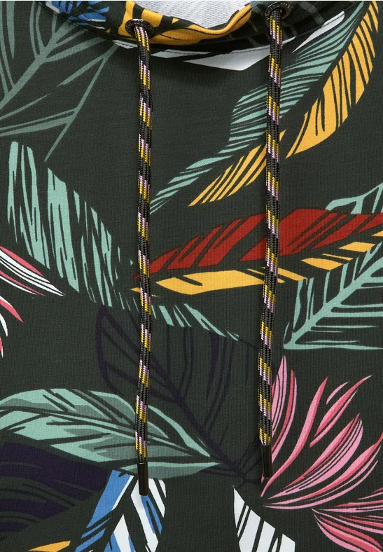 Shirt met bladprint deep pine green