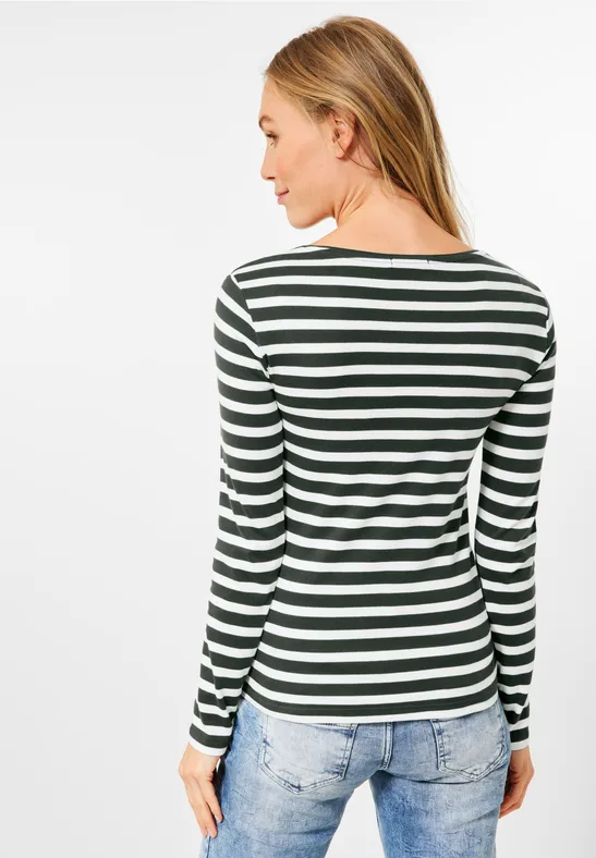 Shirt met gestreept patroon deep pine green