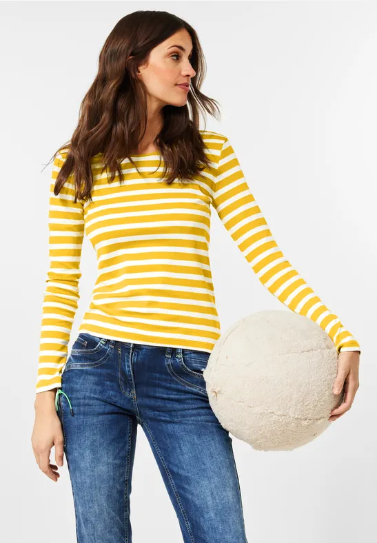 Shirt met gestreept patroon curry yellow