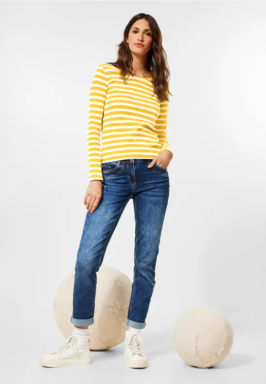 Shirt met gestreept patroon curry yellow