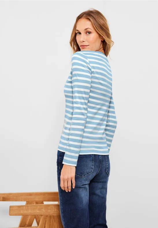 Shirt met gestreept patroon faded blue