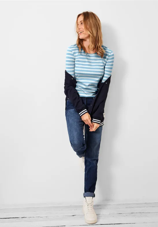 Shirt met gestreept patroon faded blue